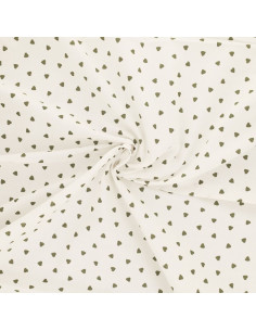 Fantasie-Baumwollpopeline-Stoff - Herz Khaki