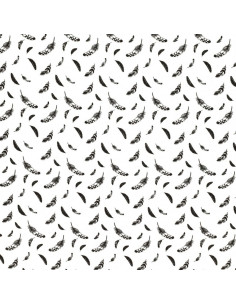 Fantasie-Baumwollpopeline-Stoff - Schwarze Feder 2