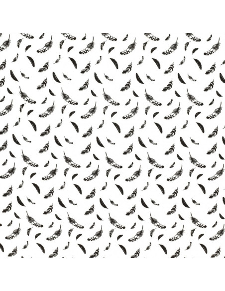Fantasie-Baumwollpopeline-Stoff - Schwarze Feder