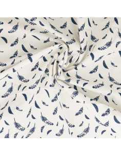 Fantasie-Baumwollpopeline-Stoff - Indigo Feder