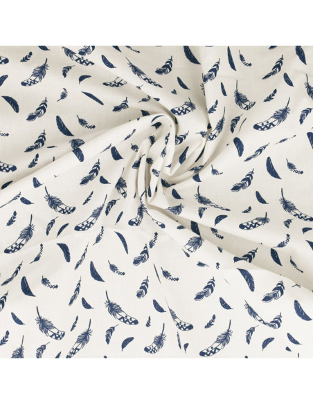 Fantasie-Baumwollpopeline-Stoff - Indigo Feder
