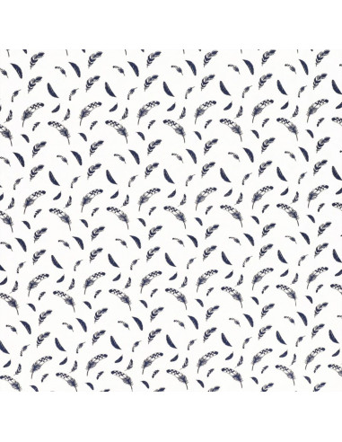 Fantasie-Baumwollpopeline-Stoff - Indigo Feder