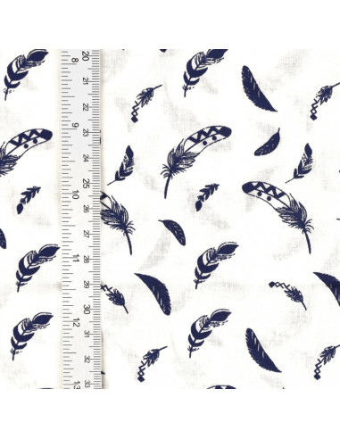 Fantasie-Baumwollpopeline-Stoff - Indigo Feder