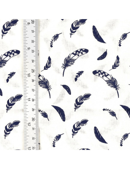 Fantasie-Baumwollpopeline-Stoff - Indigo Feder