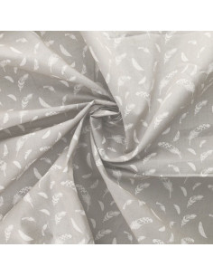 Fantasie-Baumwollpopeline-Stoff - Feder grau