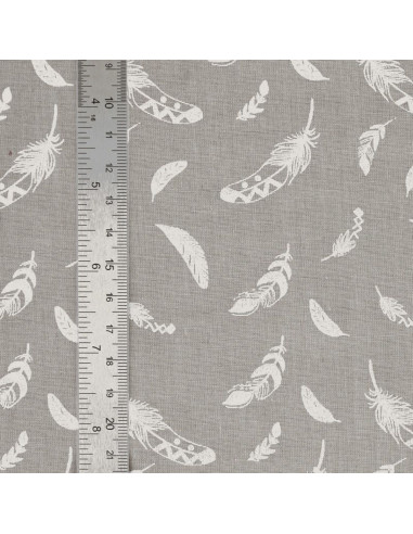 Fantasie-Baumwollpopeline-Stoff - Feder grau