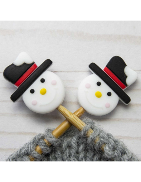 Maschenstopper für Stricknadeln - Schneemann