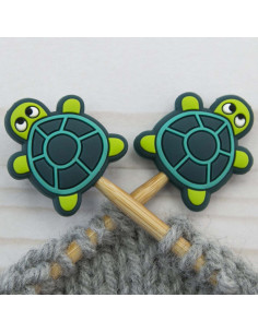 Maschenstopper für Stricknadeln - Grüne Schildkröte