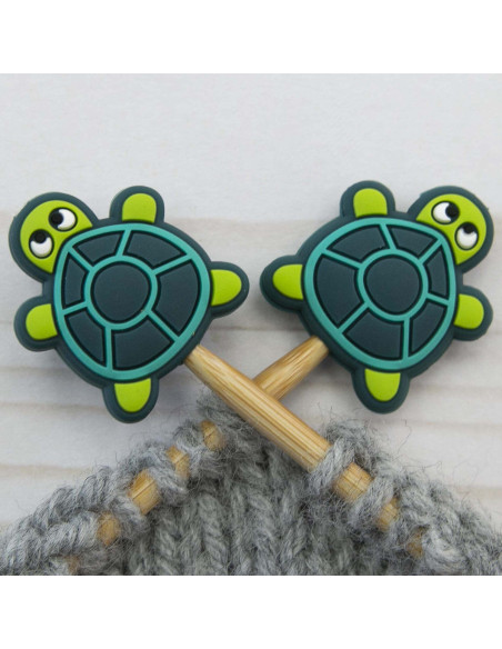 Maschenstopper für Stricknadeln - Grüne Schildkröte