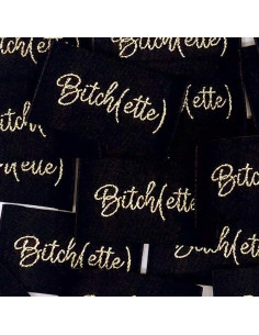 Satz von 5 gewebten Aufnähern zum Annähen Bitch(ette) Lurex