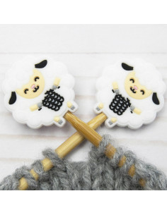 Maschenstopper für Stricknadeln - Weißes Schaf, das strickt