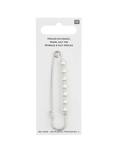 Kiltnadel 76 mm - Silber mit Perlen