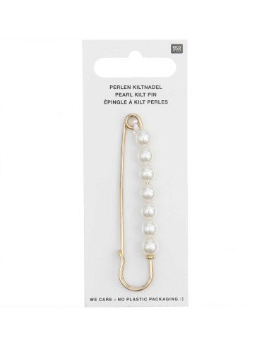 Kiltnadel 76 mm - Gold mit Perlen
