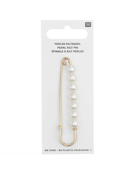 Kiltnadel 76 mm - Gold mit Perlen