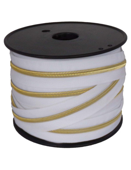Nylon-Reißverschluss 5 mm Lurex - Weiß und Gold