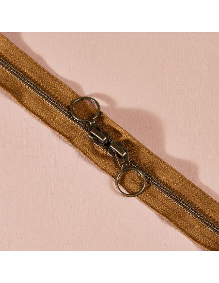 Doppelreißverschluss Messing Ocker 60 cm - Atelier Brunette