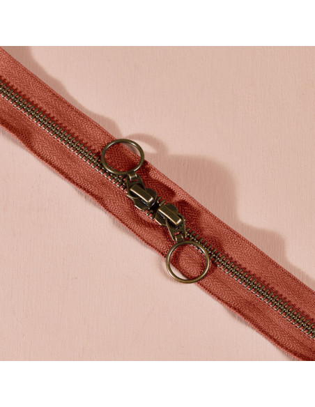 Doppelreißverschluss Messing Chestnut 60 cm - Atelier Brunette