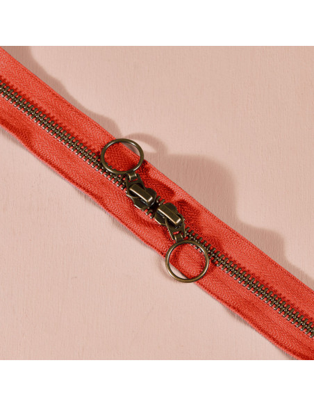 Doppelreißverschluss Messing Tangerine 60 cm - Atelier Brunette