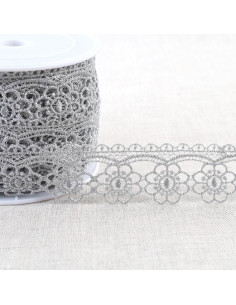 Metallische Guipure Gänseblümchen - Silber