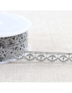 Metallische Guipure Auge - Silber