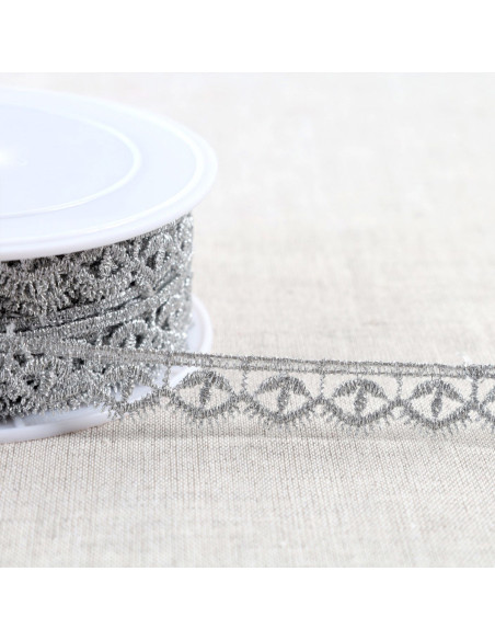 Metallische Guipure Auge - Silber