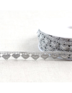 Metallisierte Guipure Herz - Silber