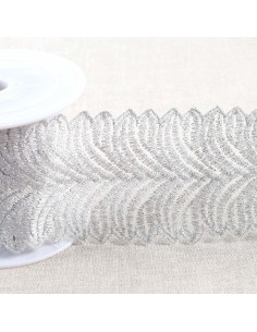 Metallstickerei auf Tüll - Silber