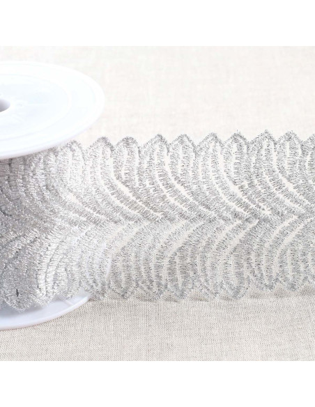 Metallstickerei auf Tüll - Silber