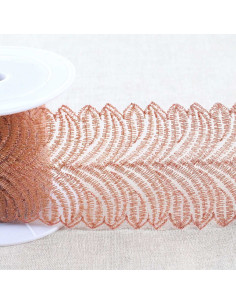 Metallstickerei auf Tüll - Roségold