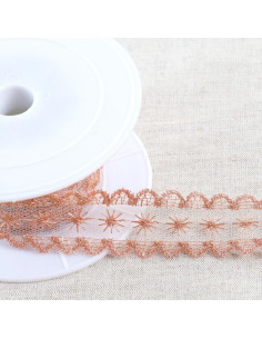 Metallisiertes Sternenstickerei auf Tüll - Roségold