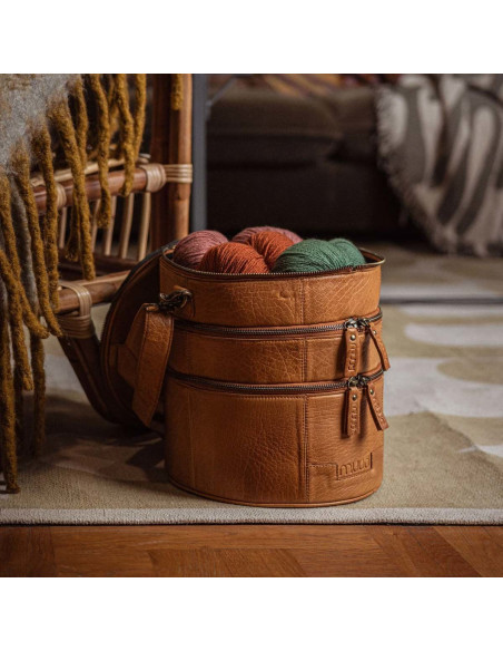 Ledertasche für Strickzubehör Muud Bturn - Whisky