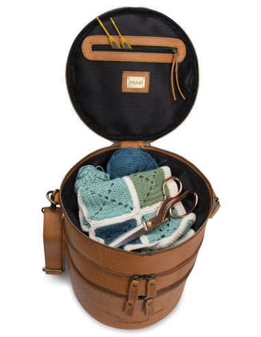 Ledertasche für Strickzubehör Muud Bturn - Whisky