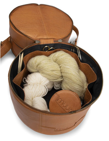 Ledertasche für Strickzubehör Muud Bturn - Whisky