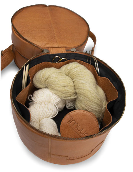 Ledertasche für Strickzubehör Muud Bturn - Whisky