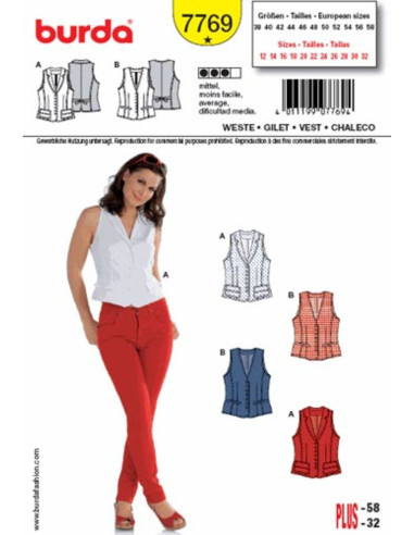 Weste Schnittmuster - Burda 7769