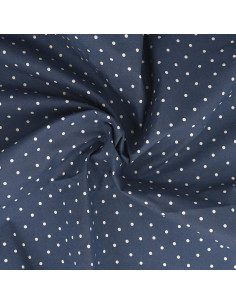 Baumwoll-Popeline-Stoff mit Punkten - Indigo