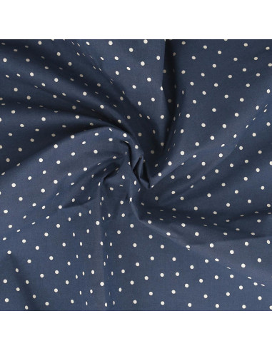 Baumwoll-Popeline-Stoff mit Punkten - Indigo