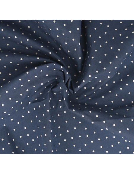 Baumwoll-Popeline-Stoff mit Punkten - Indigo