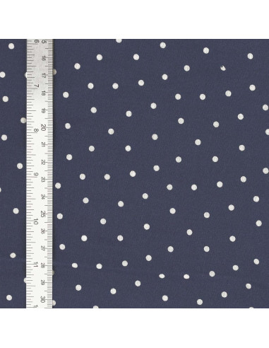 Baumwoll-Popeline-Stoff mit Punkten - Indigo