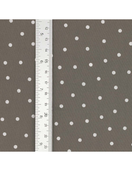 Baumwoll-Popeline-Stoff mit Punkten - Taupe
