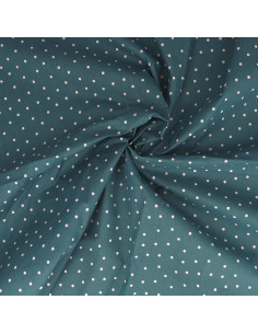 Baumwoll-Popeline-Stoff mit Punkten - Entenblau