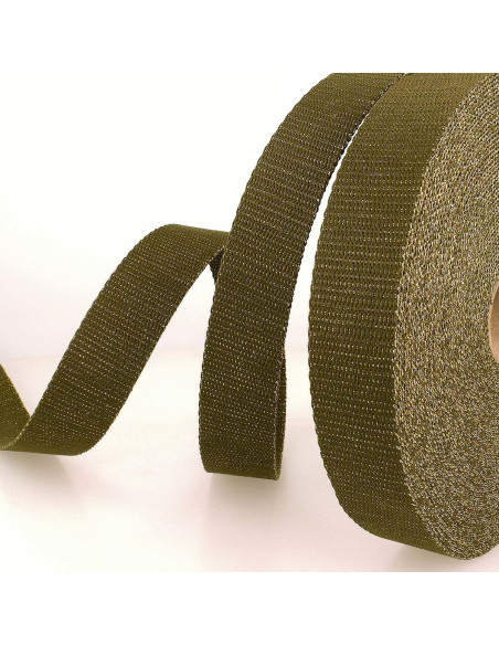 Lurex-Taschengurt - Khaki und Gold