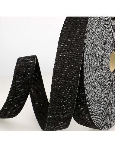 Lurex-Taschengurt - Schwarz und Silber