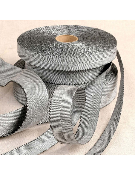 Metallische Taschengurt - Silber mit schwarzem Streifen