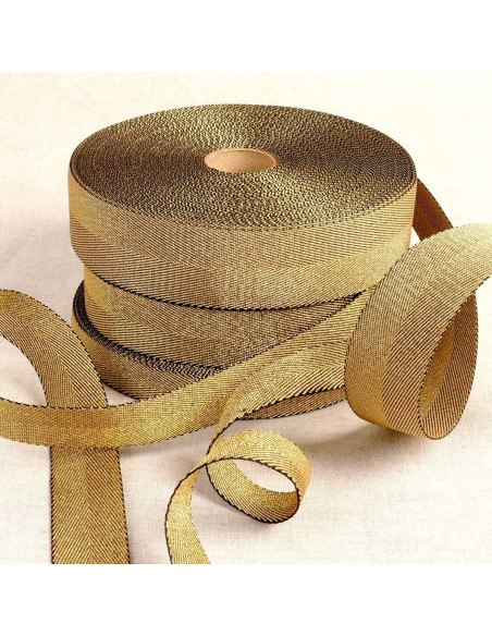 Metallische Taschengurt - Gold mit schwarzem Rand