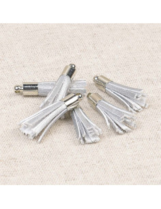 Set mit 6 Mini-Pompons - Silber