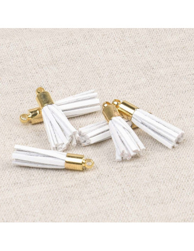 Set mit 6 Mini-Pompons - Weiß