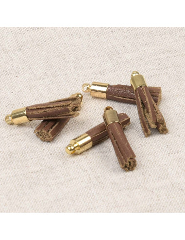 Set mit 6 Mini-Pompons - Braun