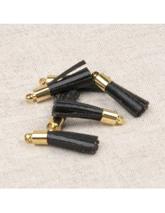 Set mit 6 Mini-Pompons - Schwarz