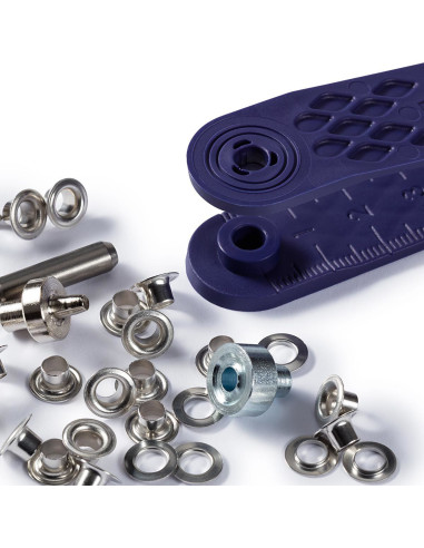 Schachtel mit 50 Ösen 4 mm mit Befestigungswerkzeug - Silber